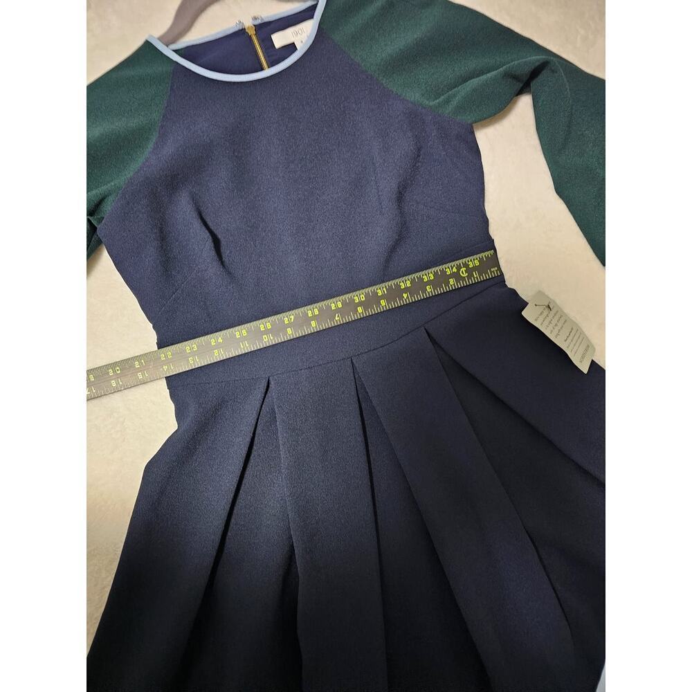 1901 NWT Sz4 Navy Blue Green block pleated fit n flare dress. Formal. Proper - Picture 11 of 16